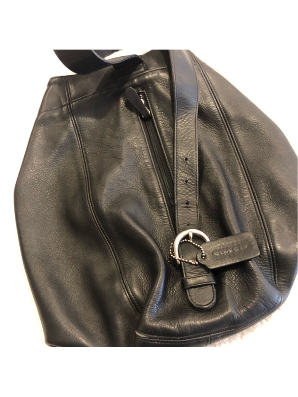 Classic Black Leather Shoulder Bag - coach - Picture 2 of 7